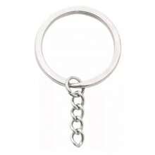 Argola Com Corrente Para Chaveiro Italiano Reforçada Alta Qualidade - Dourada - 28mm com elo 8mm 10 peças