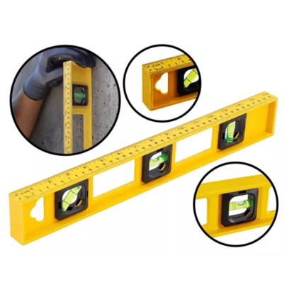 Nível Profissional Amarelo 3 Bolhas 50 Cm Régua De Prumo