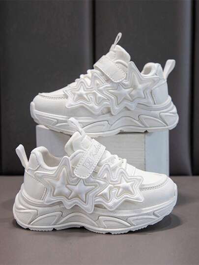 Calçados esportivos para meninas, novos tênis de corrida infantis de outono, tênis casuais respiráveis para crianças grandes, calçados esportivos brancos para crianças pequenas, adequados para todas as estações, uso diário, esportes, estilo escolar