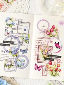 6 Rolls/Box Floral PET Waterproof Sticker Set, Different Color Design Handbook Decorative Stickers, Student Stationery And Scrapbook Decoration Fashion Stickers