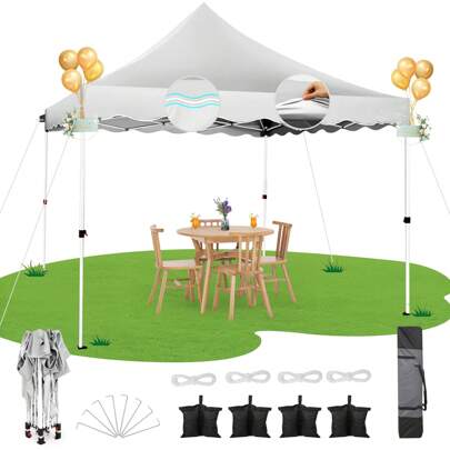 COBIZI Gazebo plegable impermeable de 3 x 3 pulgadas con 4 sacos de arena, bolsa de transporte, fácil instalación, plegable, portátil, para jardín al aire libre, fiestas, festivales y mercados, color negro.
