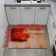 1pc Abstract Pattern Printed Anti-Slip Diatomite Kitchen Rug, 3D Printed Rectangular Carpet Suitable For Living Room, Bedroom, Hallway, Bathroom, Laundry Room - Polyester Carpet For Indoor Outdoor Home Decor