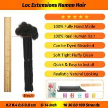 [Human Hair Dreadlock Set] 60 Strands Unisex-Adult 4-16 Inch Handmade Permanent Dreadlocs - 100% Human Hair, 0.8cm Width, Can Be Dyed And Bleached, Full Dreadlock Set (1B  4-16inch) - Natural Black - Xem 3