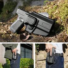 Gun Flower Universal OWB Holster For Canik/FN/Walther/Browning/S&W/Sarsilmaz/Sig/Girsan/Stoeger/Bersa / 1911, Fits More Than 100 Pistols, Index Finger Release System, Adj Retention, Right/Left Hand, Black/Tan Right Hand - Đen-phải - Xem 5