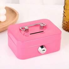 1pc Metal Keylock Storage Box, Money Box, Adult Deposit Box, Coin Deposit Box, Adult Deposit Box, Deposit Box, Cash Register - Multicolor - View 4