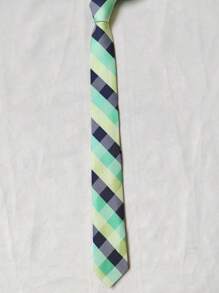 Men's Casual Colorful Plaid Slim Tie(5.5cm) - 淺綠色 - 查看 2