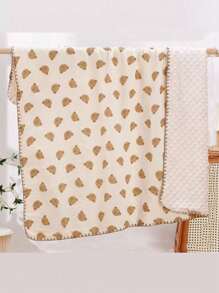 بطانية ناعمة ومريحة ذات نمط دب كرتوني للأطفال للأربع فصول, بطانية كبيرة مبطنة للأطفال لحمايتهم من تكييف الهواء أثناء القيلولة, لحاف صغير للحماية من البرد لمكاتب البالغين, رداء حماية من الرياح للسيارة