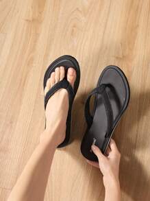 Women's Flip Flops, Summer New Sweet Fairy Style All-Match Beach Holiday Anti-Slip Soft Bottom Sandals - Black - View 4