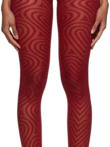 Women Stockings, Thin Elastic Dots Swirl Print Pantyhose Slim Fit Socks Tights For Club Party - 紅色 - 查看 3