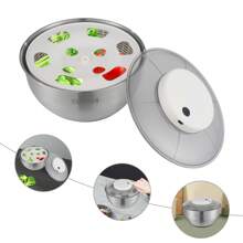 Electric Salad Spinner With Stainless Steel Bowl, Battery Indicator, And Draining Basket, Ideal For Healthy Meal Prep - Multicolor - View 9
