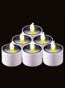 1/6pcs太阳能灯花园户外防水儿童房照明家用小夜灯庭院装饰感应吊灯阳台布置蜡烛灯 - 彩色 - 查看 15