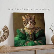 1pc Customizing A Unique Pet Portrait On Canvas, Featuring A Queen Dog, Personalized Royal Pet Artwork, Renaissance-Style Cat Posters, And Royal Animal Prints For Home Decor In The Bedroom, Optional Frame