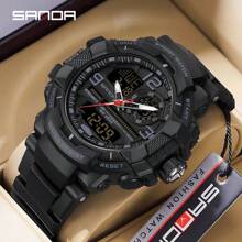 SANDA. SANDA Luxury G Series Shock-Resistant Men's Electronic Watch, Outdoor Sports LED Pointer/Digital Dual Display Chronograph, Military Dual Display, 50M Water Resistant - one-size - View 2