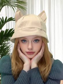 1pc Cute Cat Ear Design Fashionable Outdoor Casual Versatile Hat, Ideal For Street Style, Dating, Hangouts, Hiking And Various Occasions - Multicolor - View 1