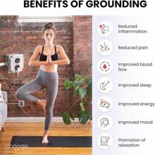 Grounding Yoga Mat,Exercise Fitness Pad, 71x24 Inch Earth Connected Conductive Carbon Mat With15 Foot Cord May Help Lower Inflammation, Reduce Stress, Improve Balance, Flexibility, Included Carrying