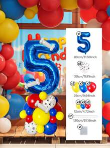 Set de 25 piezas que incluye: Globos con números del 0 al 9 de 32" en rojo/azul/dorado/rosa, Globos de látex con diseño de pata de perro de 12", Globos de látex mixtos de 10" en rojo, amarillo y azul, y Globos largos blancos con forma de hueso de perro. Adecuado para cumpleaños, aniversarios y eventos celebrativos. - Multicolor - Ver 37