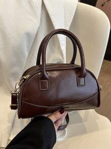 时尚纯色拼接字母印花女士单肩斜挎包，百搭简约贝壳形手提包，适合逛街、钱包、购物、年轻女性、大学生、新人、白领。非常适合办公室、大学、工作、商务、通勤、户外活动、旅行和郊游