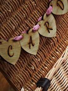 1 件乡村风格木质卡片横幅 - 手工制作的婚礼卡片盒标志，心形花环，适用于招待会、新娘送礼会、婴儿送礼会、生日、周年纪念、订婚、毕业典礼、乡村农舍装饰