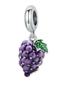 1PC 925 Sterling Silver Fashionable Cherry Grape Mushroom Basket Pendant Beads Charm Suitable For Bracelets DIY Women's Jewelry - Silver - View 11