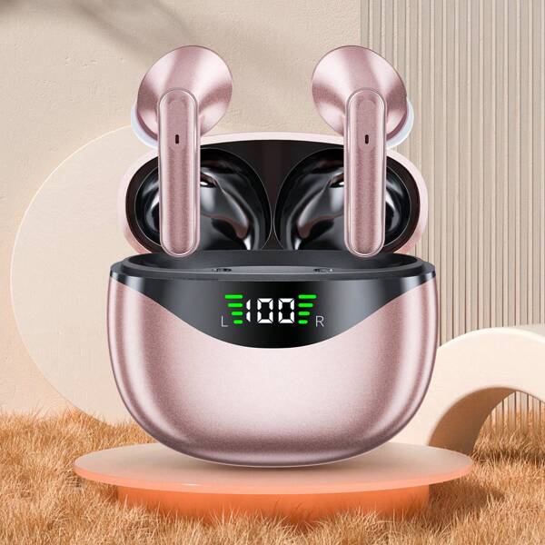 LIFEBEE Auriculares inalámbricos verdaderos LIFEBEE con cancelación de ruido ENC, auriculares intrauriculares con micrófono, control de volumen, batería de litio recargable, compatibles con teléfonos celulares, auriculares de apertura posterior para deportes y ejercicio