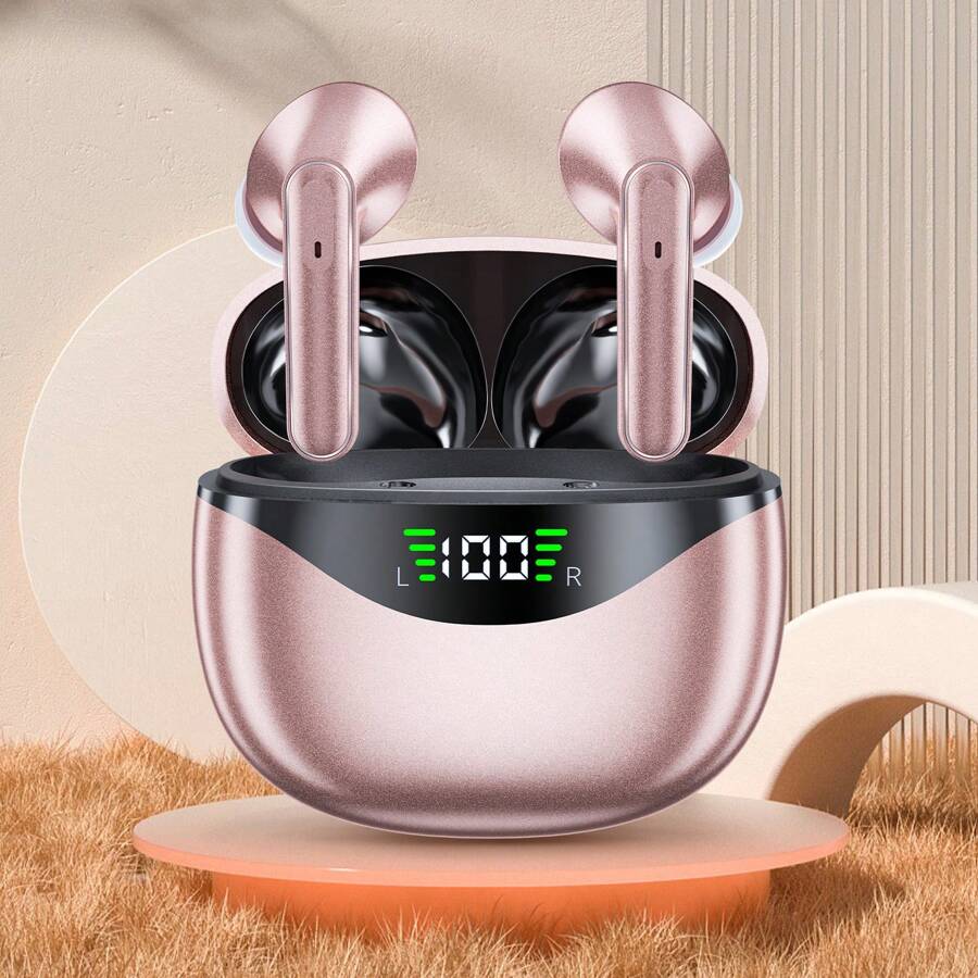 Auriculares inalámbricos verdaderos LIFEBEE con cancelación de ruido ENC, auriculares intrauriculares con micrófono, control de volumen, batería de litio recargable, compatibles con teléfonos celulares, auriculares de apertura posterior para deportes y ejercicio