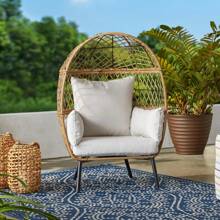 Better Homes & Gardens Ventura Boho Outdoor Wicker Stationary Kid's Egg Chair, Tan - Natural - View 2