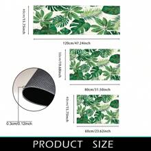 1pc Green Plant Printed Anti-Slip Silicone Mud Kitchen Rug, 3D Rectangular Carpet For Living Room, Bedroom, Corridor, Bathroom, Laundry Room - Polyester, Suitable For Indoor And Outdoor Home Decor
