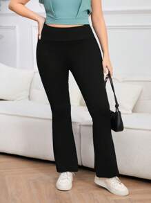 1pc Women Plus Size High Waisted Stretchy Thin Sports Leggings, Suitable For Gym, Commute, Hiking, Running And Casual Occasions - Black - View 3