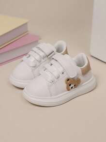 1 Pair Children Lightweight Comfortable Low-Top Casual Sports Shoes With Bear Decor, Suitable For Students Everyday Sports And Traveling, All Season - Apricot - View 1