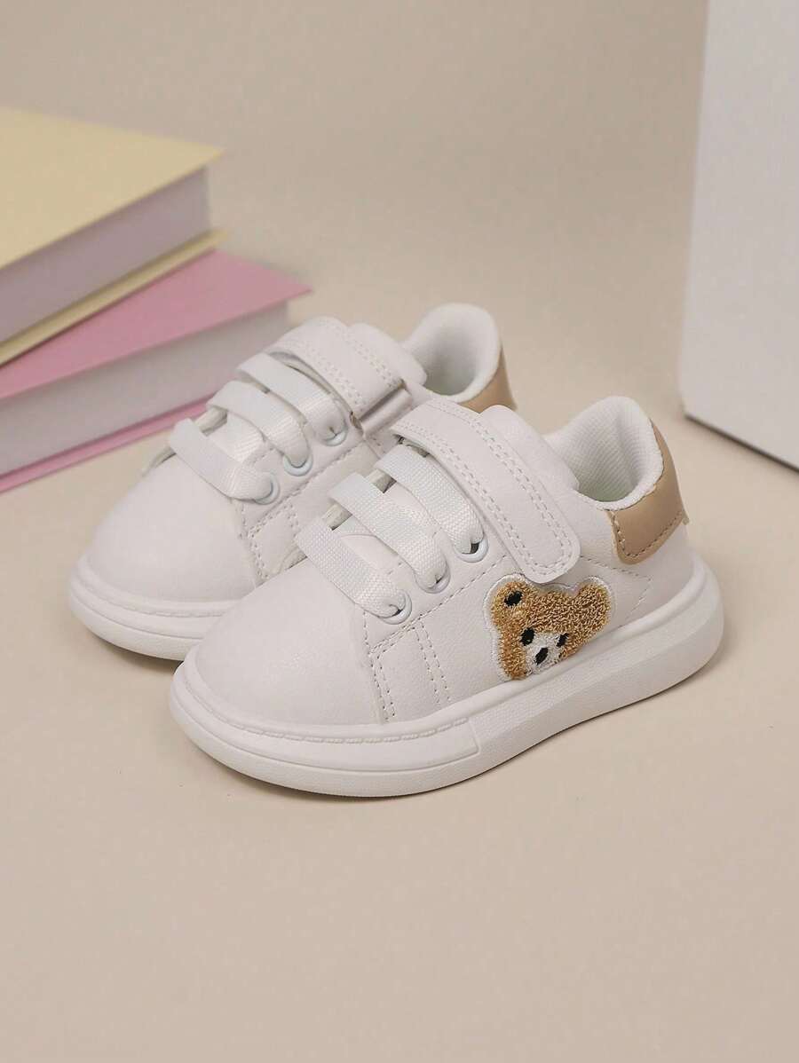 1 Pair Children Lightweight Comfortable Low-Top Casual Sports Shoes With Bear Decor, Suitable For Students Everyday Sports And Traveling, All Season - Apricot - View 1