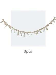 蝴蝶结丝带花环旗帜，蝴蝶结手工悬挂花环，甜蜜房间壁挂横幅，适用于生日房间少女心装饰婚礼派对装饰