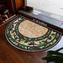 1 Elegant Style Green Plant Pattern Half Circle Doormat - Suitable For All Seasons, Machine Washable, Crystal Fleece Material Stain Resistant, Non-Slip Backing, Great For Indoor/Outdoor Entryways, Kitchens, Cabinets - Decorative Welcome Mat, Vintage Mosaic Design, Entryway Decoration | Decorative Floor Mat Rug Carpet Rugs Door Mat Room Decor Carpet For Living Room Kitchen Rug Bedroom Decor Blankets And Throws Rugs For Bed Room Home Decor Bathroom Decor Room Decoration Stuff Living Room Decor Office Decor House Decor Home Decor Living Room Bathroom Rug Room Decor Aesthetic - Multicolor - View 5