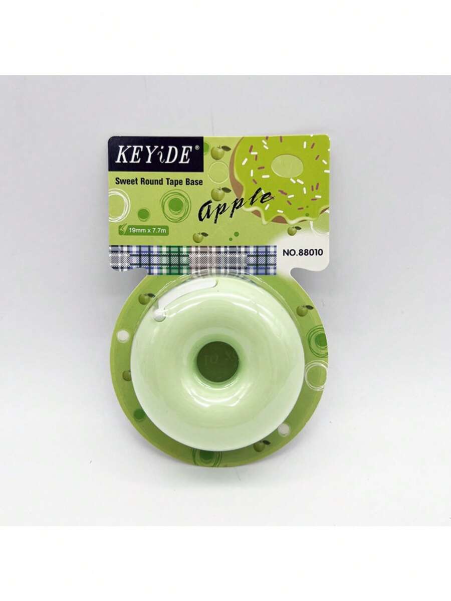 1pc Unisex Green Donut Shape Cartoon Decorative Tape Cutter, Suitable For Creative Tape, Mistake Correction, Daily Tape Cutting Back To School