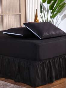 Waterproof King Mattress Protector Cover Kit + 2 Pillow Protectors + Box Skirt With Elastic - Black - View 1