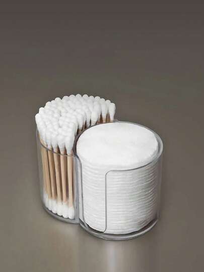 1 套：Q-Tip 支架、浴室杯牙签分配器、Q-Tip 纸杯牙签收纳盒、浴室配件收纳盒、梳妆台化妆品收纳盒（透明），适用于假日海滩、浴室收藏、卧室收藏，大容量
