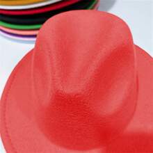 Kid Fedora Hat Solid Color Children Jazz Hats Classic Wide Brim Panama Dress Hat For Boys Girls Clothes Accessories