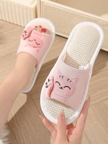 1 Paar Damen Maneki Neko Offene Zehe Slip-On Pantoffeln, Komfortabel & atmungsaktiv für Innen-/Schlafzimmer, Lässig Hausschuhe, weiche Sohle mit Glückskatzen Design, geeignet für alle Jahreszeiten