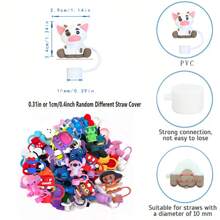 Disney 6/10/20/50 juegos de adornos en 3D de personajes Disney aleatorios para pajitas de 10mm, cubiertas y decoración superior para dispensadores de pajitas, tazas, útiles escolares reutilizables