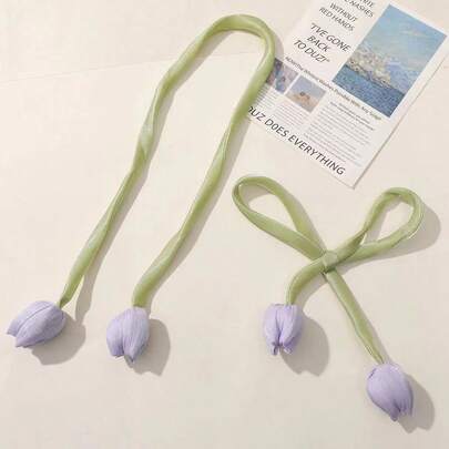 1 dây buộc rèm cửa thiết kế hoa tulip, dây buộc rèm cửa phòng khách kiểu mới, dây buộc rèm cửa bằng vải