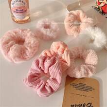 7 件装优质针织卷发带、适合高马尾的毛绒发带、高弹力发带、秋冬发饰 - 彩色 - 查看 5