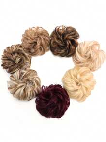 接发自然造型卷发凌乱发髻发箍儿童黑色 6 英寸合成发束年轻自然儿童假发日常假发 - 彩色 - 查看 8