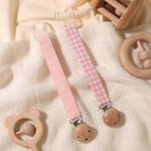 2 件/包带松紧带的奶嘴夹 | 婴儿奶嘴链夹 | 通用奶嘴夹，带山毛榉木扣，适用于婴儿出牙玩具牙胶 | 男孩女孩的理想婴儿礼物 - 彩色 - 查看 9