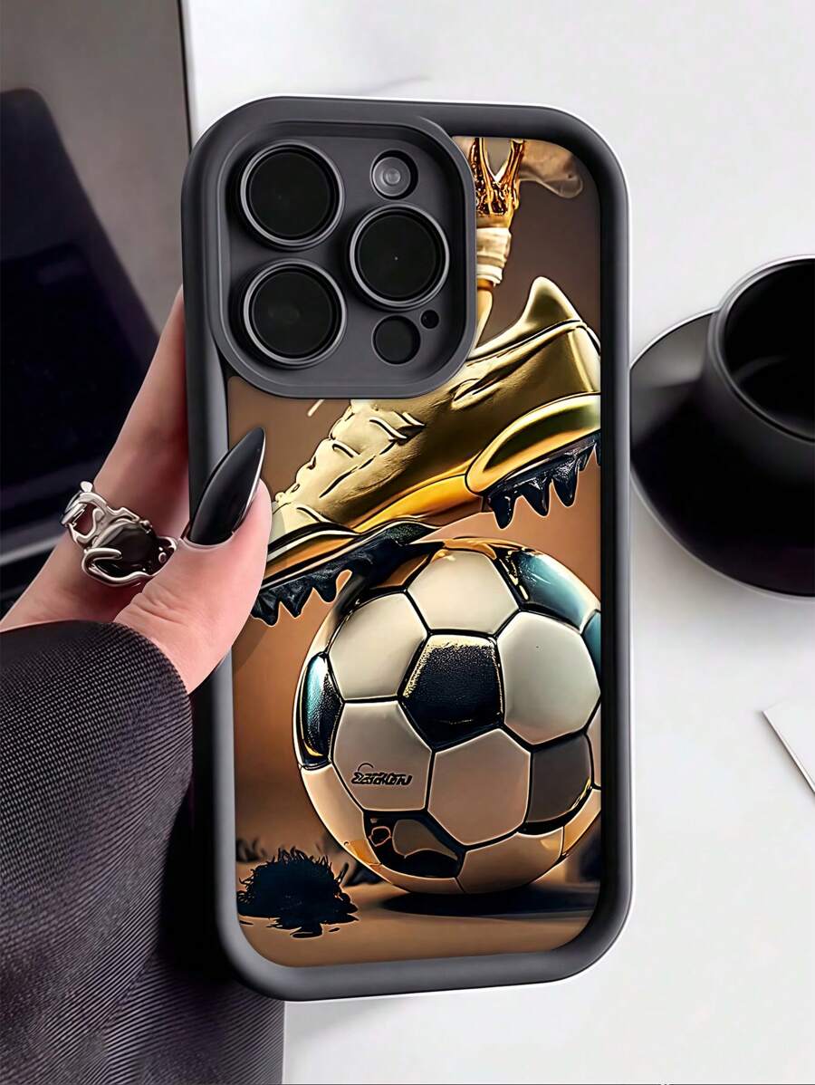 Soccer1pc 黑色金色足球奖杯图案全包防震TPU手机壳，兼容 16、15、14、13、12、11 Pro Max及系列，防水防摔防刮，国际版，非国内版 - 彩色 - 查看 1