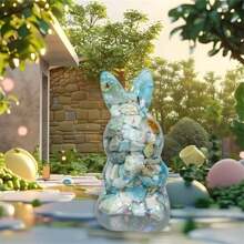 Easter Bunny Ornament, Standing Crystal Rabbit Art Craft Home Decor For Children Room - Green - View 7