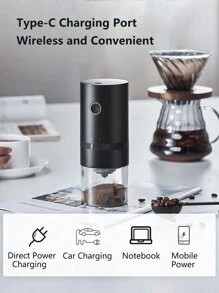 RAF 1pc Electric Coffee Grinder Usb Charging Small Portable Coffee Grinder With Professional Ceramic Grinding Core And Fine Bean Adjustable Coffee Grinder Suitable For Home, Office, Travel, School Supplies