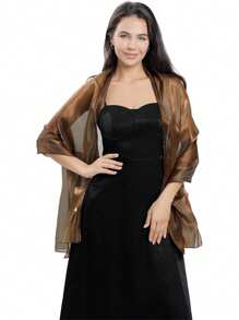 170*70cm Silky Evening Dress Shawl & Wrap: Soft Sheer Bridesmaid Wedding Formal Party Transparent Tulle Shawl 1 Pc - Multicolor - View 9