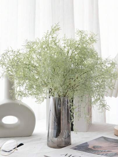 6/12 件人造植物，人造蕨类植物，17.8 英寸，迷迭香茎假绿色植物灌木，乡村农舍中心装饰桌面厨房架子桌子中心装饰户外抗紫外线花园植物