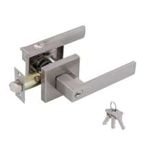 Homex Square Handle Lock For Bedroom Door With Silver Keys - Silver - View 2