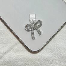 1pc Metal Rhinestone Bow Charm/Phone Charging Port Dust Plug/Decoration Pendant/Compatible With Iphone/Type-C/Android Plug