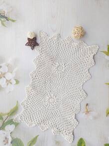 1 pièce de dessous de verre crocheté de 10"x16", fait main, convient pour la décoration intérieure, le salon, la salle à manger, le bureau, la chambre, le bureau. Applicable pour diverses occasions : fêtes, Noël, mariage, Thanksgiving, Nouvel An, Fête des Pères, Fête des Mères, etc. Fabriqué en fibre végétale, doux et agréable pour la peau. - Beige - Voir 5